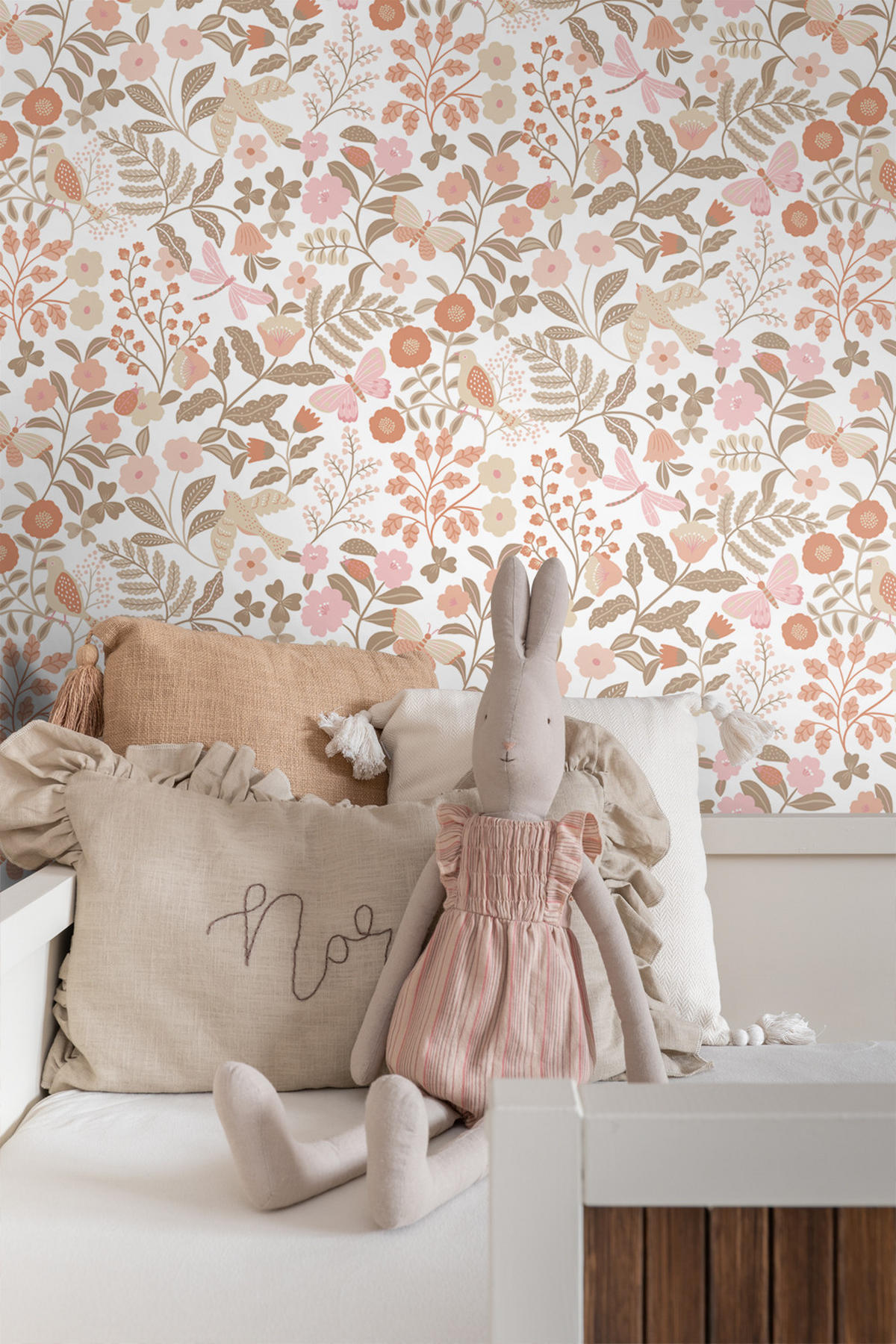 TAPETE Blumen und Vögel 53 cm x 10.05 m - Weiß, Papier (53/0.1cm) - ESTAhome