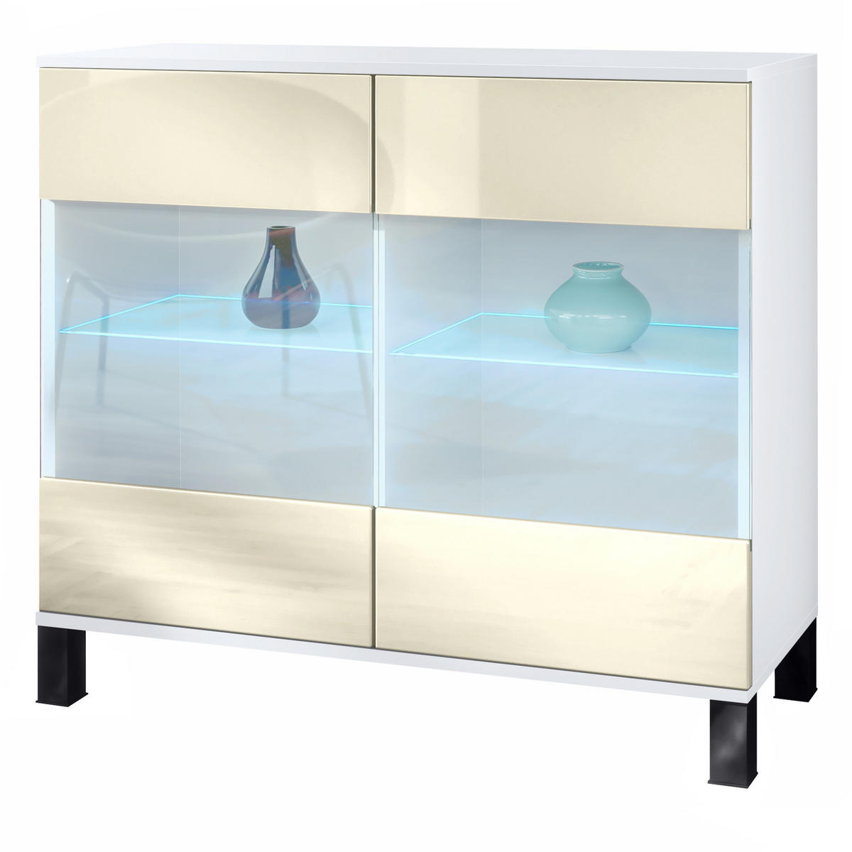KOMMODE Bari Creme Hochglanz - Creme, Holzwerkstoff (92.5/84.5/35cm) - Vladon