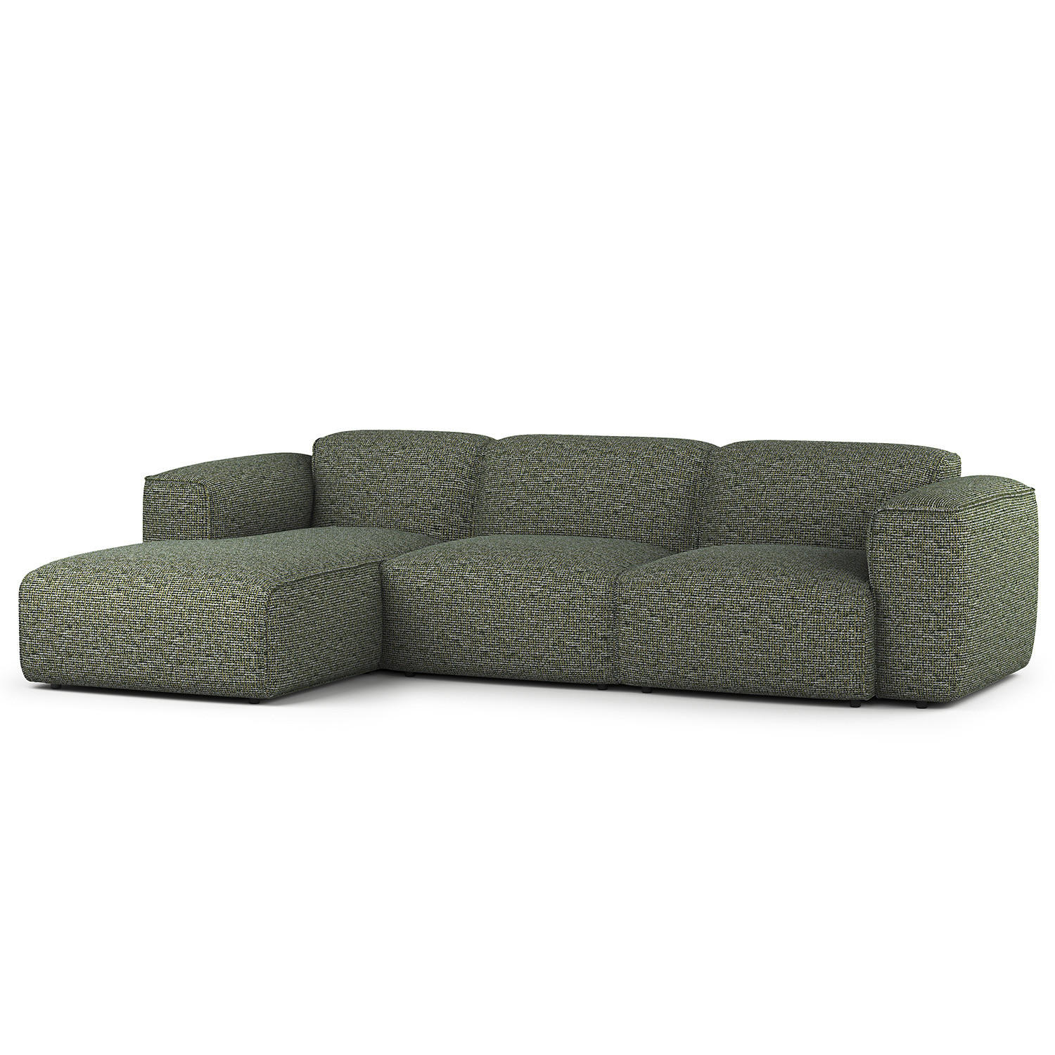 3-SITZER ECKSOFA mit Longchair - Schwarz/Grün, Kunststoff/Textil (284/173cm) - home24