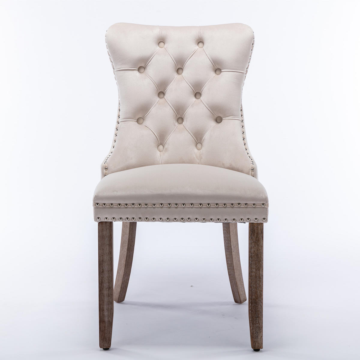 STUHL-SET DE-36286 2 Stück mit Ziernieten Beige - Beige, Holz (50/95/65cm) - ComfortXL