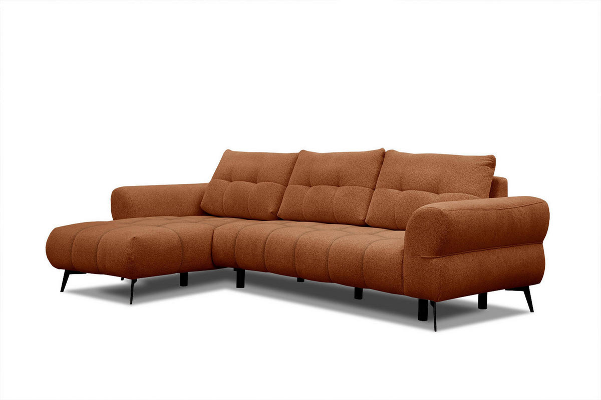 ECKSOFA SALVINI 4-Sitzer, dunkelorange - Dunkelorange/Schwarz, Holzwerkstoff/Textil (158/292cm) - Courtois Laville