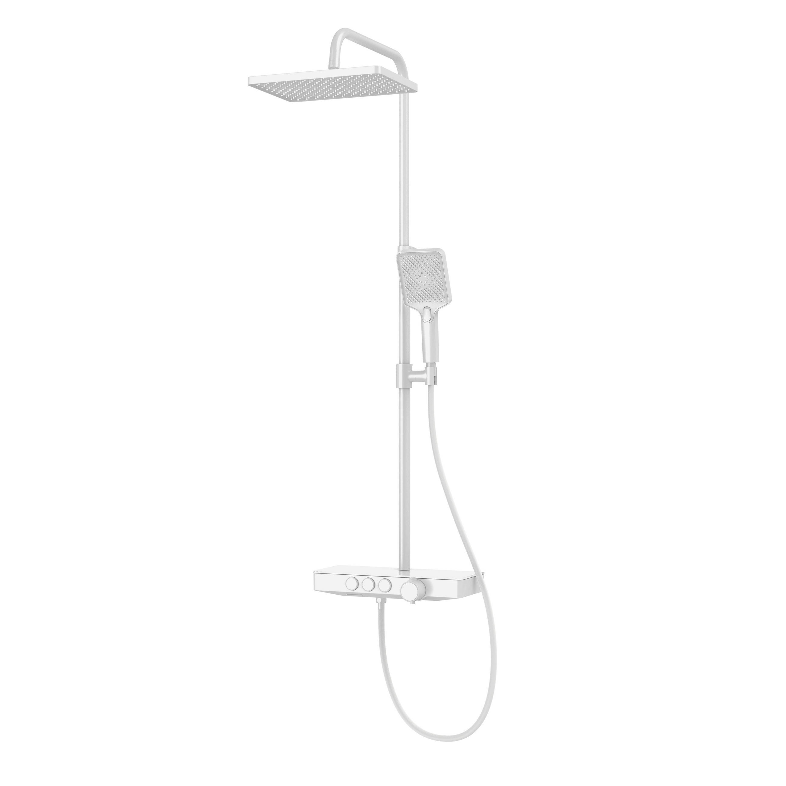 ÜBERKOPFBRAUSESET mit Thermostat Regendusche Weiß - Weiß, Metall (36/106.6/48.7cm) - EMKE