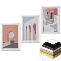 WANDBILDER 3er-Set - 40x60 cm Weißer Rahmen - Minimalistische Architekturillustrationen - Weiß, Kunststoff (40/60cm) - ArtPrintCave