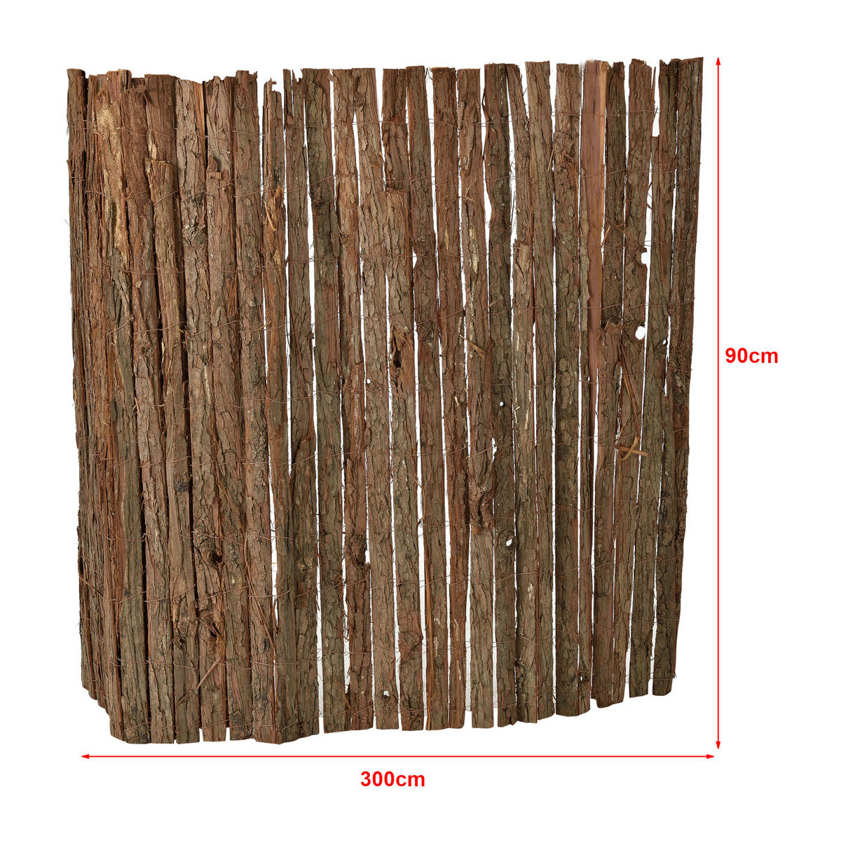 RINDENZAUN Zamora - Dunkelbraun, Naturmaterialien (300/90cm) - casa.pro