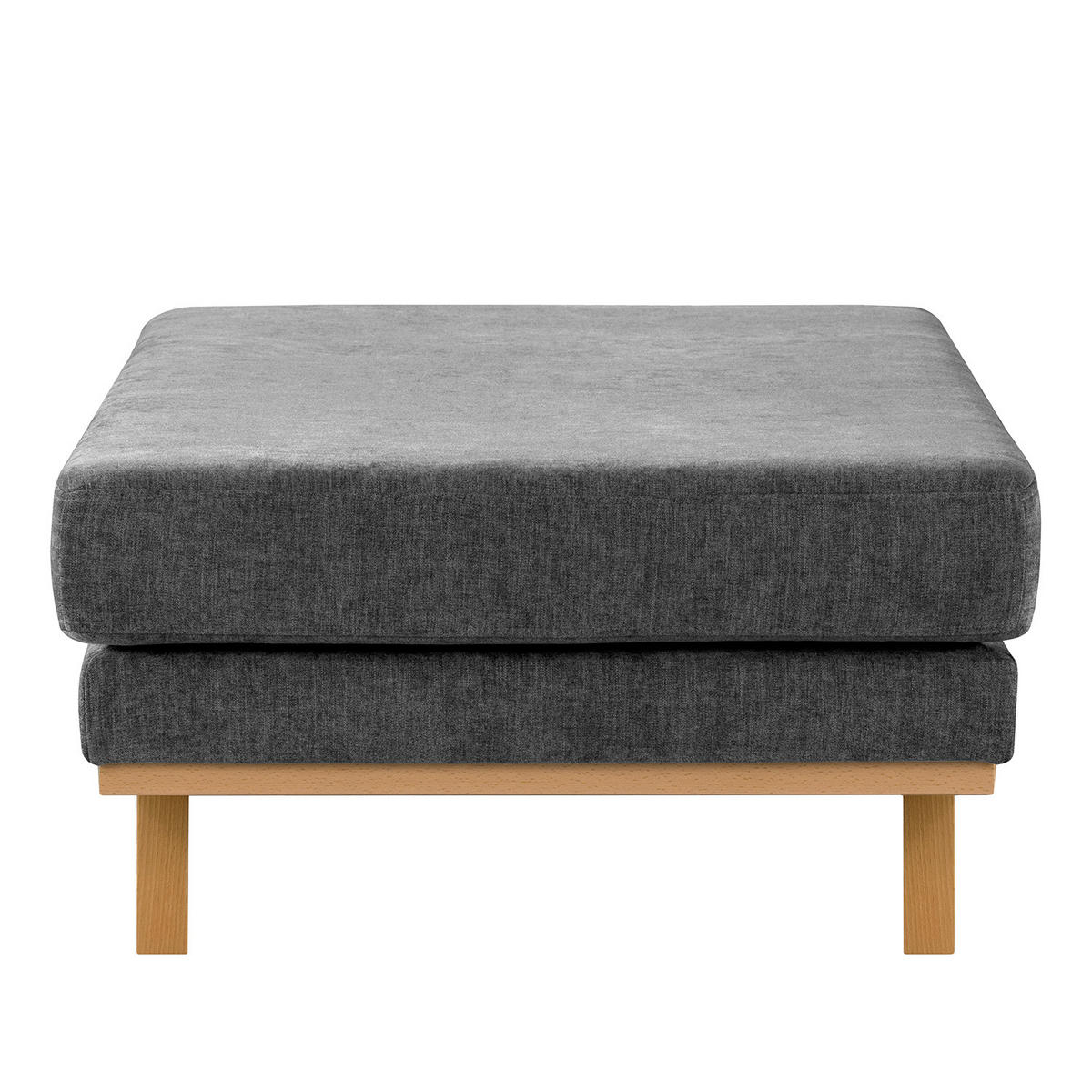 POLSTERHOCKER - Dunkelgrau/Buchefarben, Buchenholz/Textil (85/43/60cm) - home24