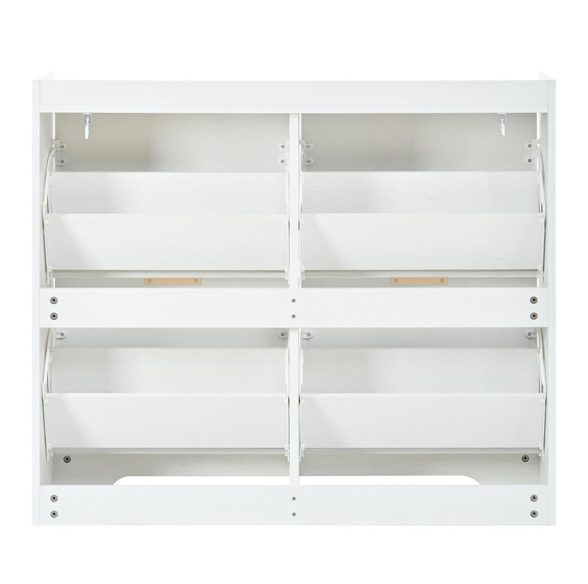 SCHUHSCHRANK 105/24/90 cm weiß aus MDF mit 4 Klappfächern - Weiß, Holzwerkstoff (105/90/24cm) - OKWISH