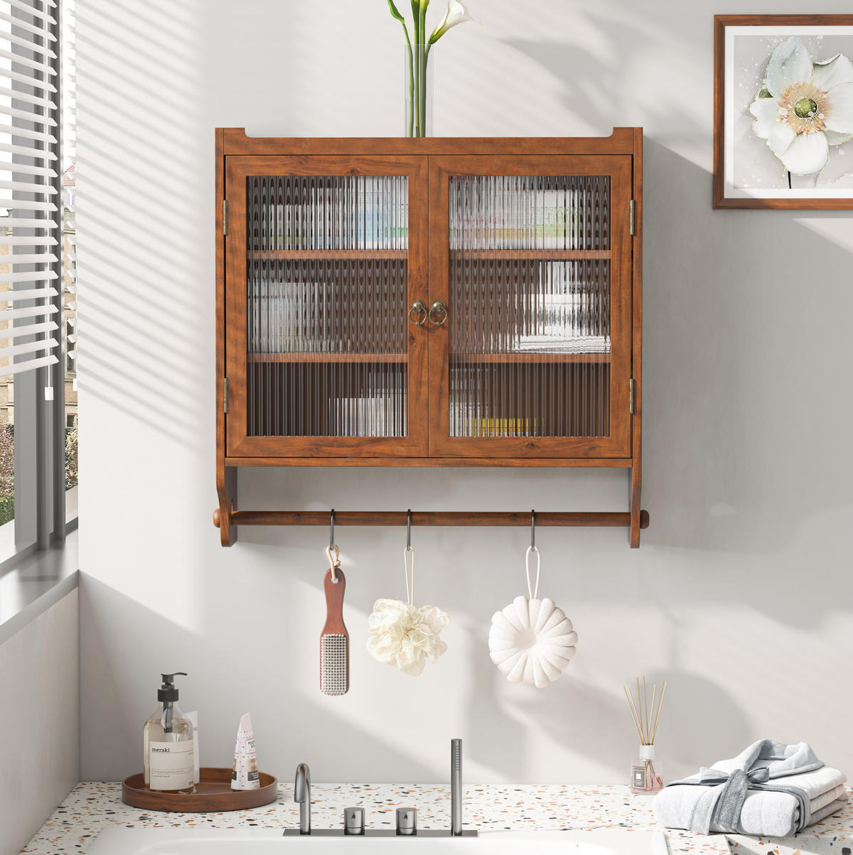 KÜCHENOBERSCHRANK 63/18/60 cm mit Glasfront und 2 Türen in Braun - Braun, Holzwerkstoff (63/60/18cm) - BEAOK