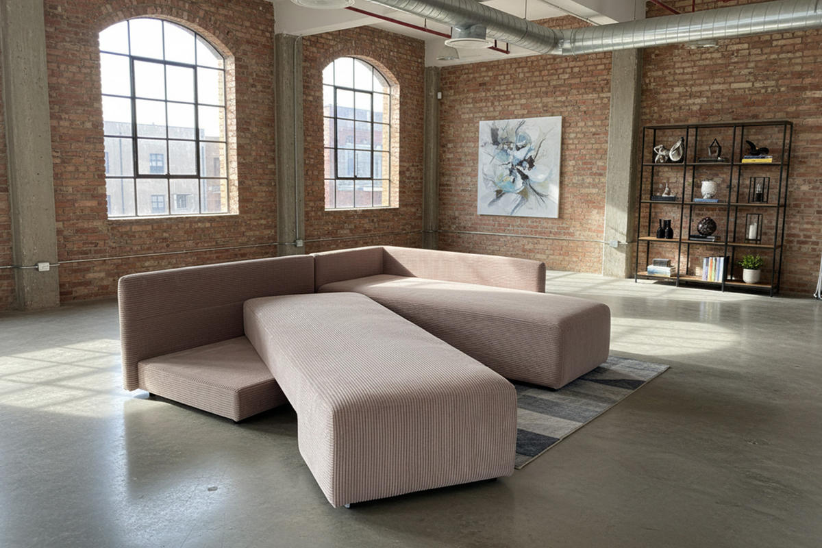 SCHLAFSOFA SADIRA Taupe Cord - Taupe/Schwarz, Kunststoff/Textil (288/209cm) - KAWOLA