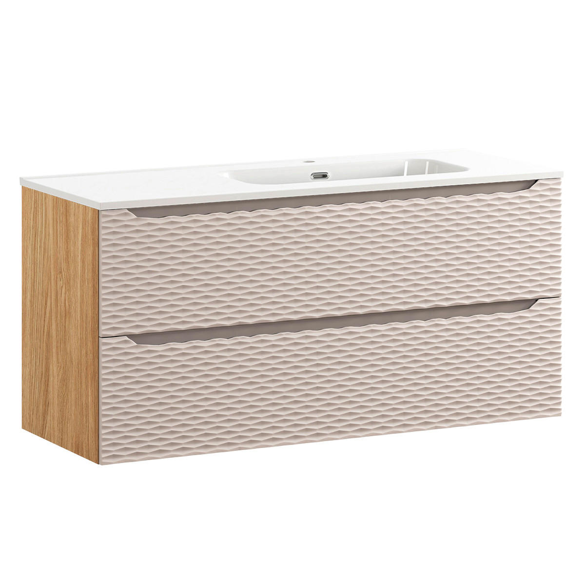 BADMÖBEL 120cm Elora 2er-Set Beige und Holz - Braun, Holzwerkstoff (120/57/46cm) - Petits-meubles