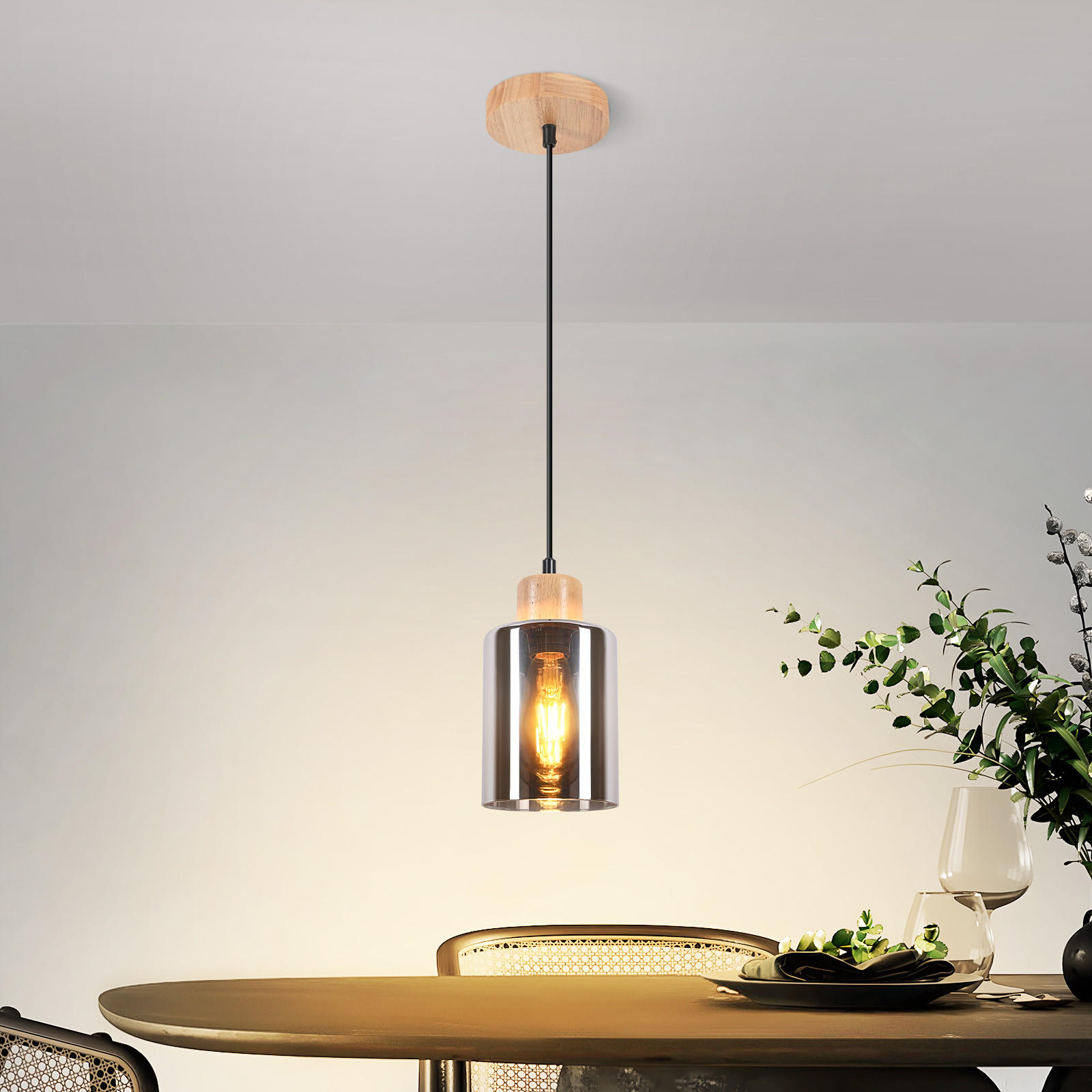 HÄNGELEUCHTE Korbf 12/12/146.5 cm - Anthrazit, Metall (146.5/12/12cm) - ZMH