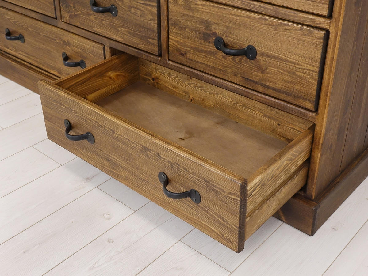 KOMMODE aus Massivholz Rustyk 3/9 - Dunkelbraun/Schwarz, Holz (152/80/45cm) - Seart