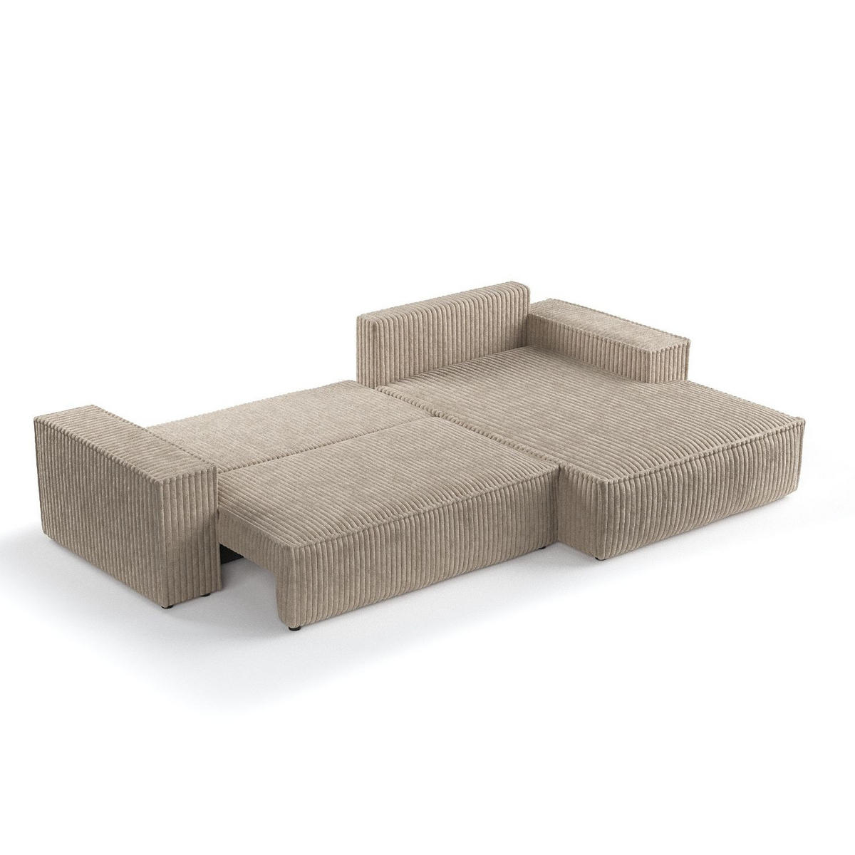ECKSOFA Maze Hellbraun Plüsch - Rechts Seite - Schwarz/Cappuccino, Holz/Holzwerkstoff (294/185cm) - Maison de Reve