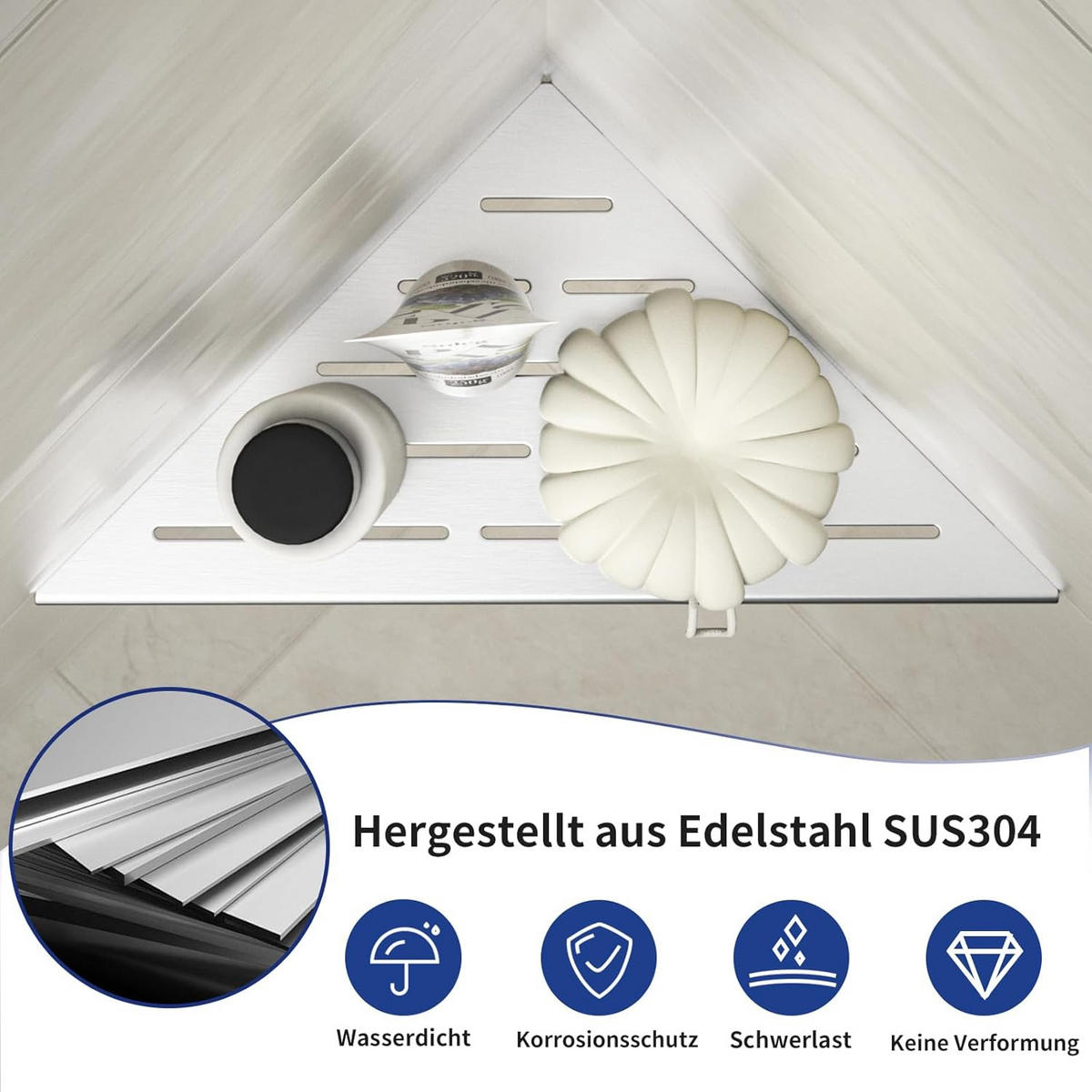 DUSCHREGAL , Duschablage, Badezimmerablage - Silberfarben, Metall (25/1.5/25cm) - BELZ