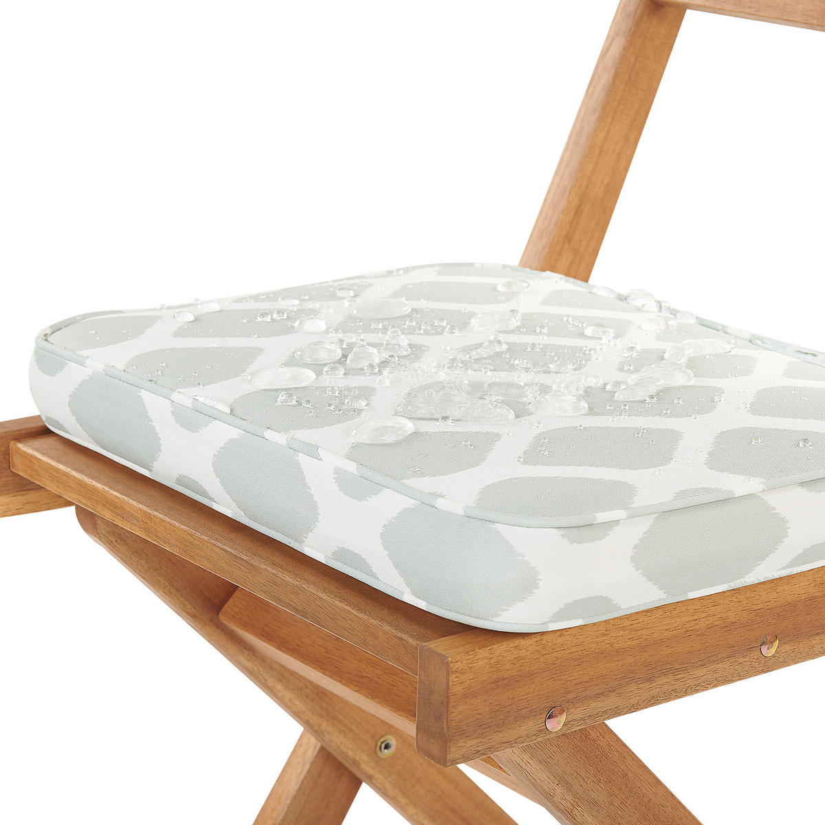 BALKONSET 2-Sitzer Akazienholz hellbraun Auflagen mintgrünes Muster Fiji - Hellbraun/Weiß, Holz/Textil - Beliani