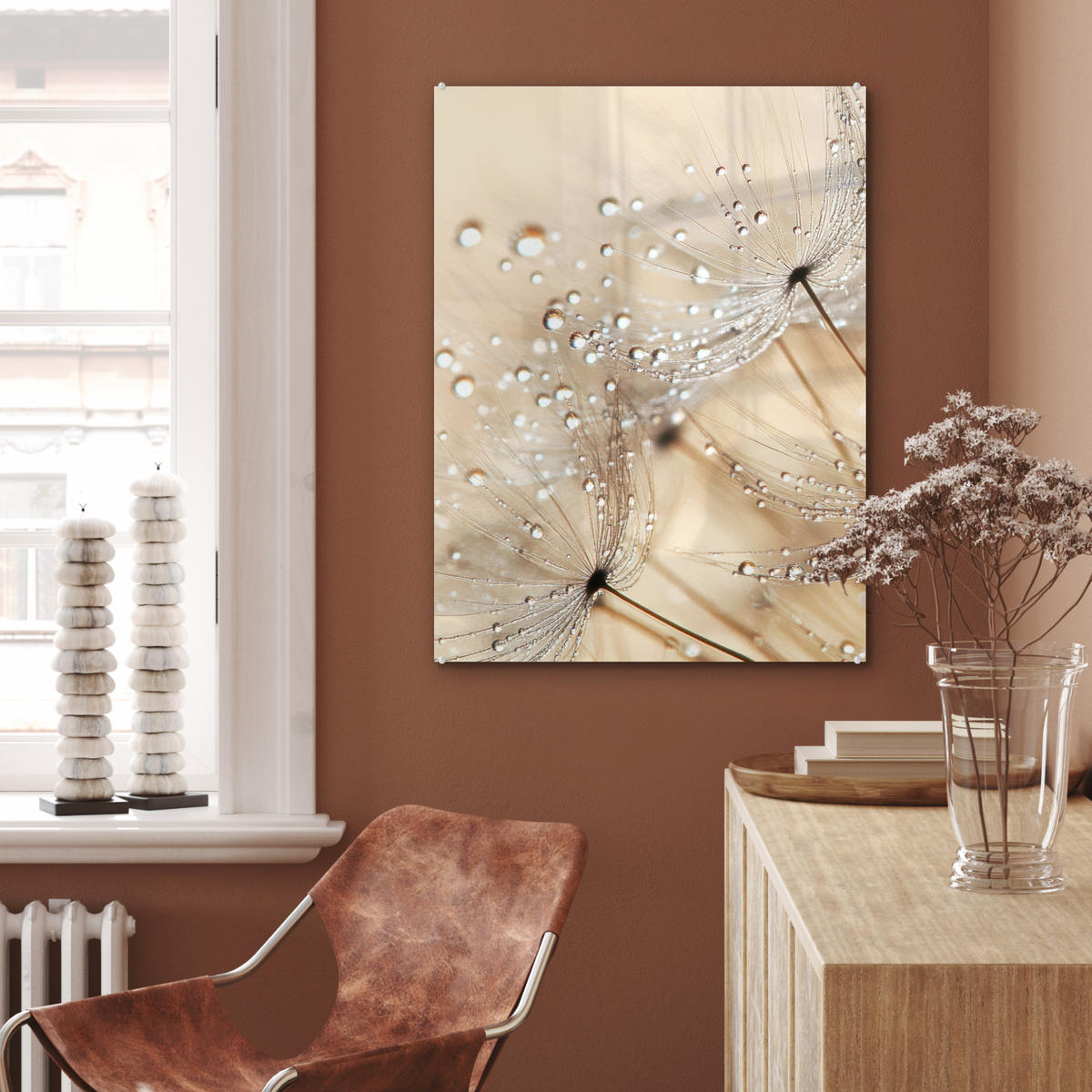 OBRAZ NA AKRYLOVOM SKLE Púpava - Abstraktné - Príroda - Béžová 60x80 cm - hnedá, sklo (60/80cm) - MuchoWow