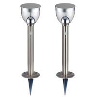 LED AUSSENLEUCHTE Solar Grau 2er Set - Silberfarben, Metall (15/15/55cm) - Globo Lighting