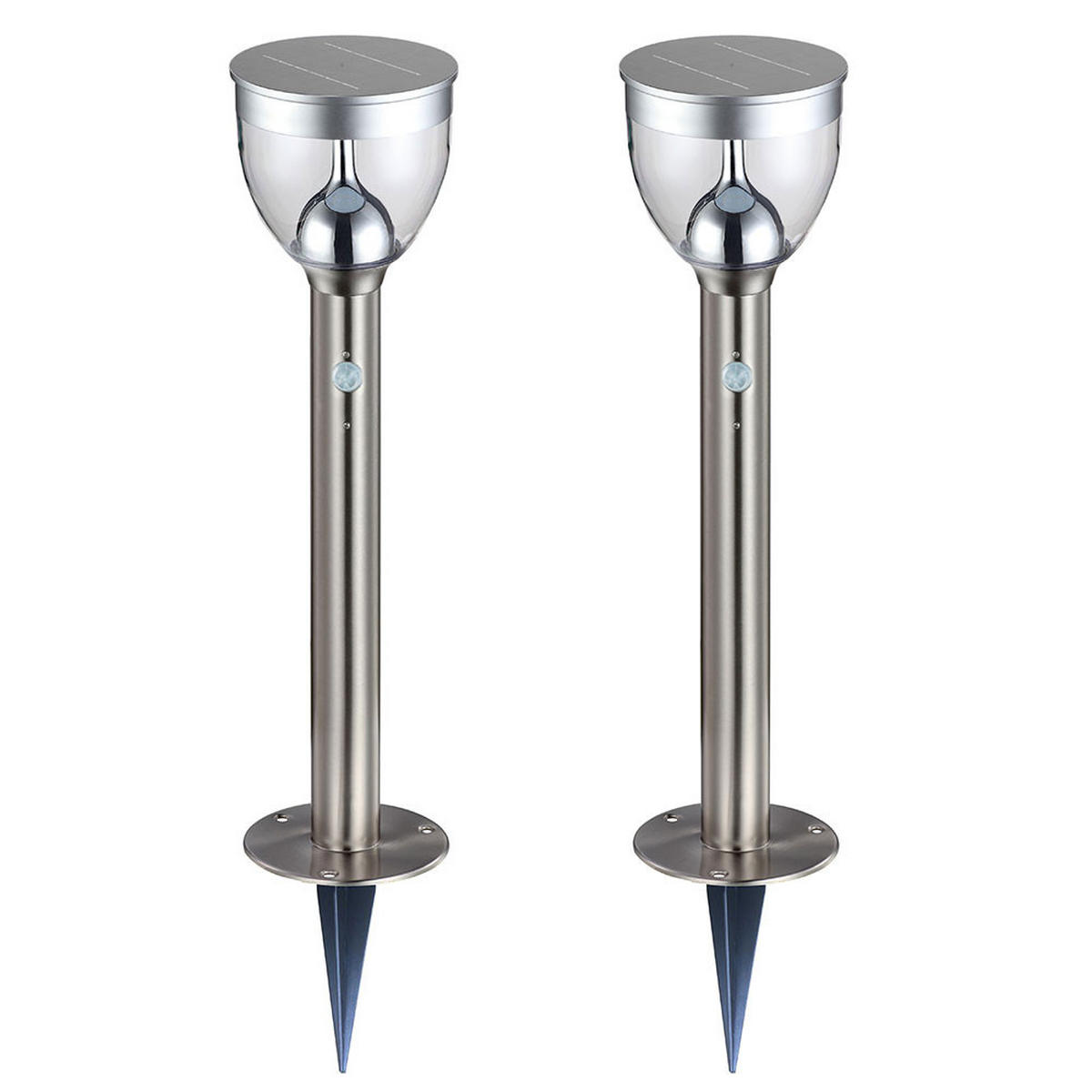 LED AUSSENLEUCHTE Solar Grau 2er Set - Silberfarben, Metall (15/15/55cm) - Globo Lighting