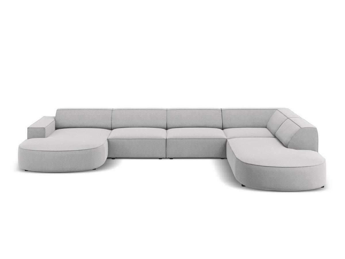 PANORAMASOFA rechts Jodie aus strukturiertem Stoff hellgrau 7 Sitzplätze - Hellgrau, Textil (262/70/364cm) - Micadoni