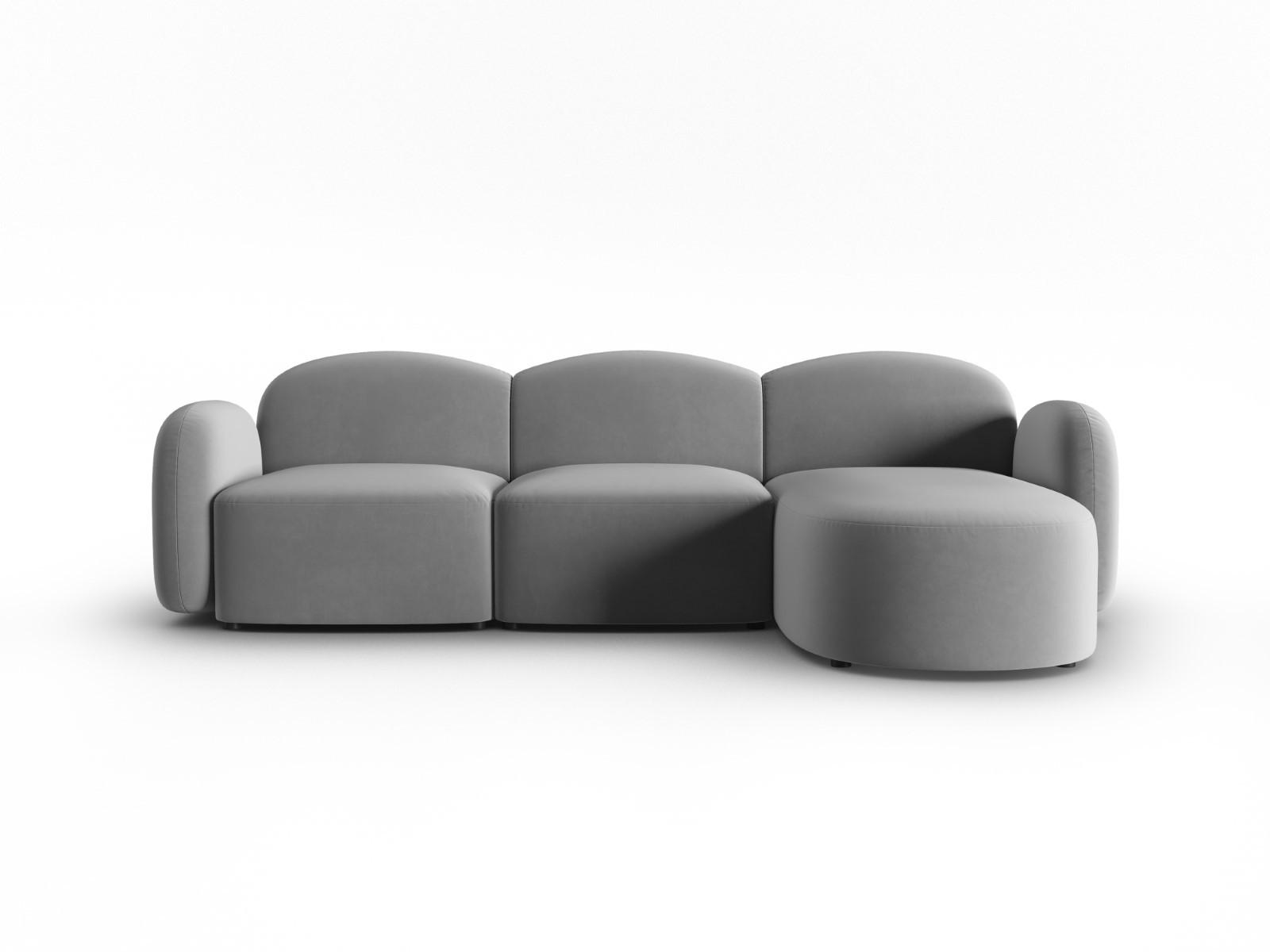 ECKSOFA rechts Blair aus Samt hellgrau 4 Sitzplätze - Hellgrau, Textil (155/272cm) - Micadoni