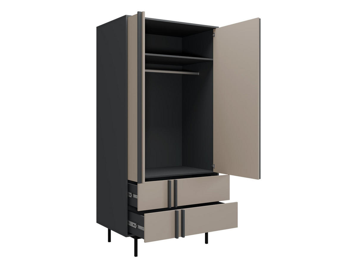 DREHTÜRENSCHRANK Alsy 2D2S AL01 - Anthrazit/Beige, Holzwerkstoff/Kunststoff (93/195/60cm) - MIRJAN24
