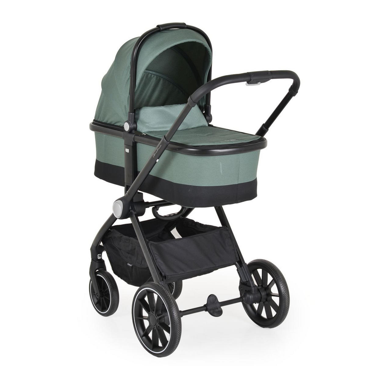 KOMBIKINDERWAGEN Christiano 3 in 1 grün Babywanne Babyschale klappbar Tasche - Grün, Metall (80/61/104cm) - Cangaroo