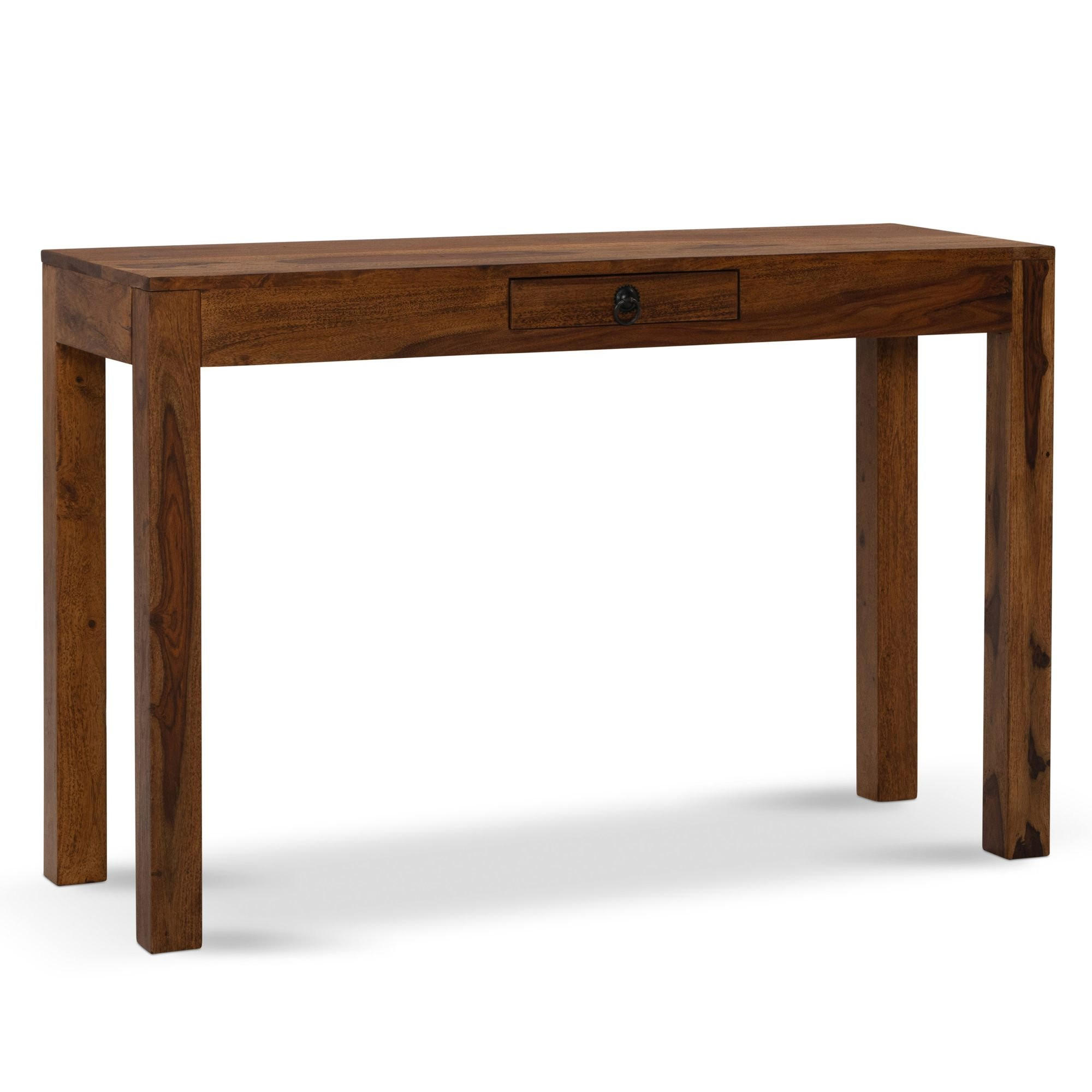 SCHREIBTISCH – Massivholz, 118x40x76 cm, dunkelbraun, kompakt, handgefertigt - Dunkelbraun/Braun, Holz/Metall (40/118/76cm) - KADIMA DESIGN