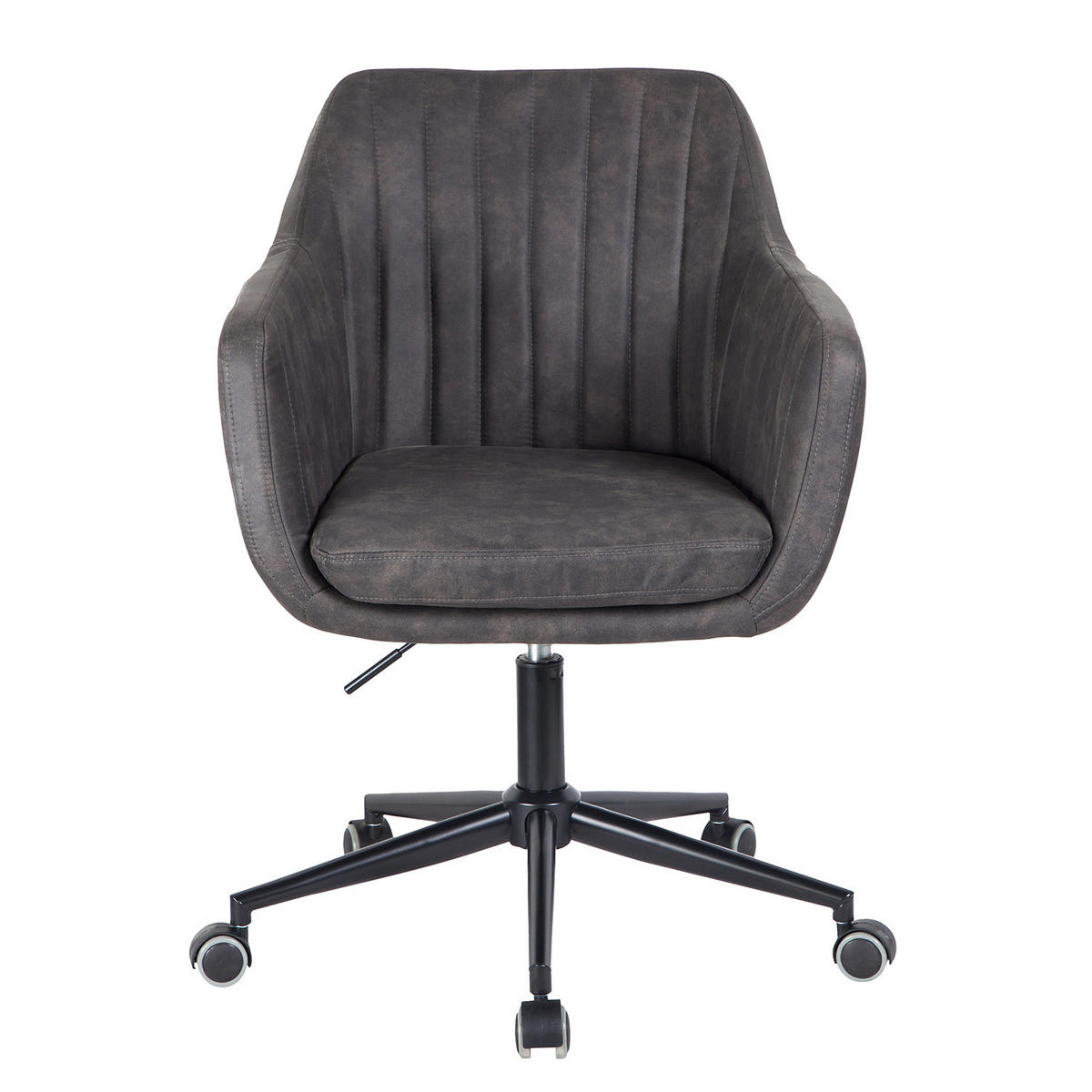 BÜRODREHSTUHL - Kunstleder / Stahl, Vintage Grau / Schwarz - Grau, Kunststoff (60/95/61cm) - home24