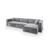 ECKSOFA TOLMO M Hellgrau Velours-Stoff mit Schlaffunktion - Hellgrau, Holz (347/148cm) - MASSENO