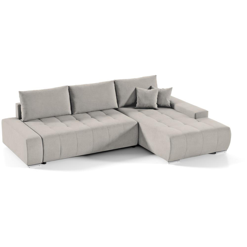 ECKSOFA Draco L beige rechts - Chromfarben/Beige, Textil/Metall (267/186cm) - Beautysofa