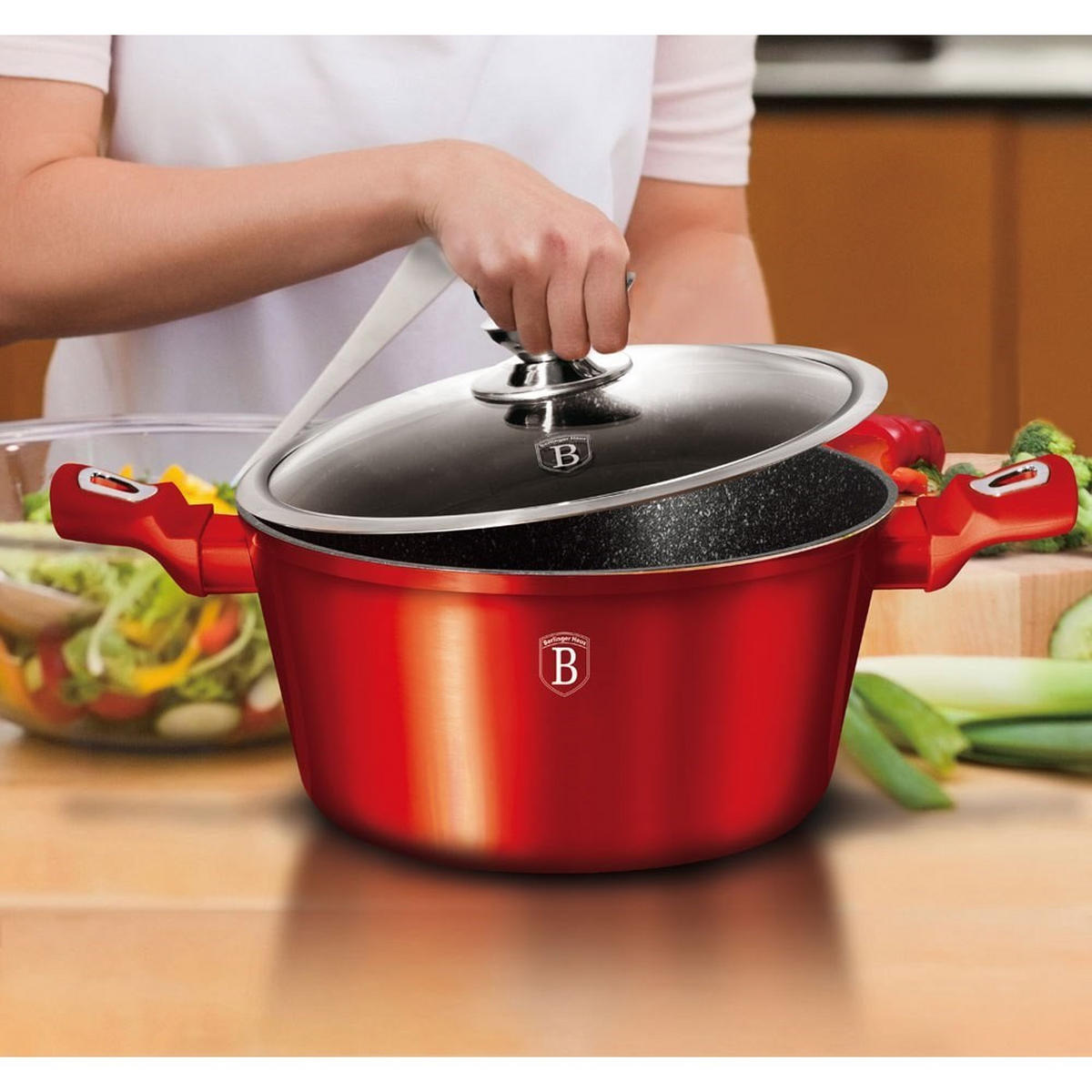 TOPF Rot 20/20/10 cm BH1256 - Rot, Metall (20cm) - Berlinger Haus