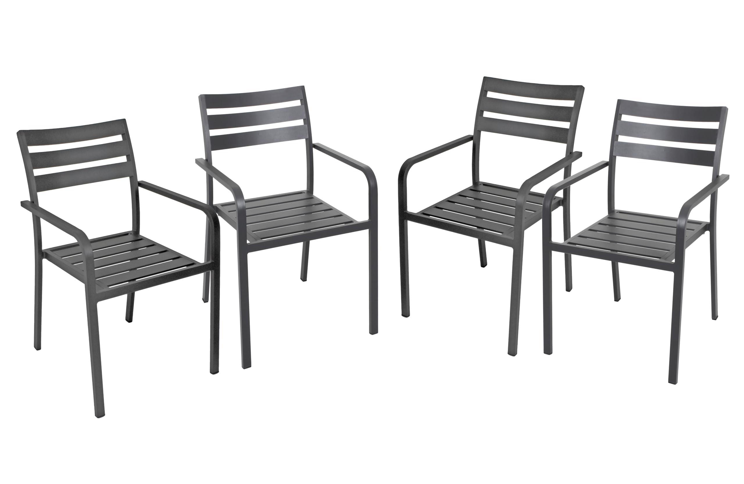 GARTENSTUHL 4er Set Wilma Gartenstühle - Anthrazit, Metall (55/88/63cm) - DELUKE