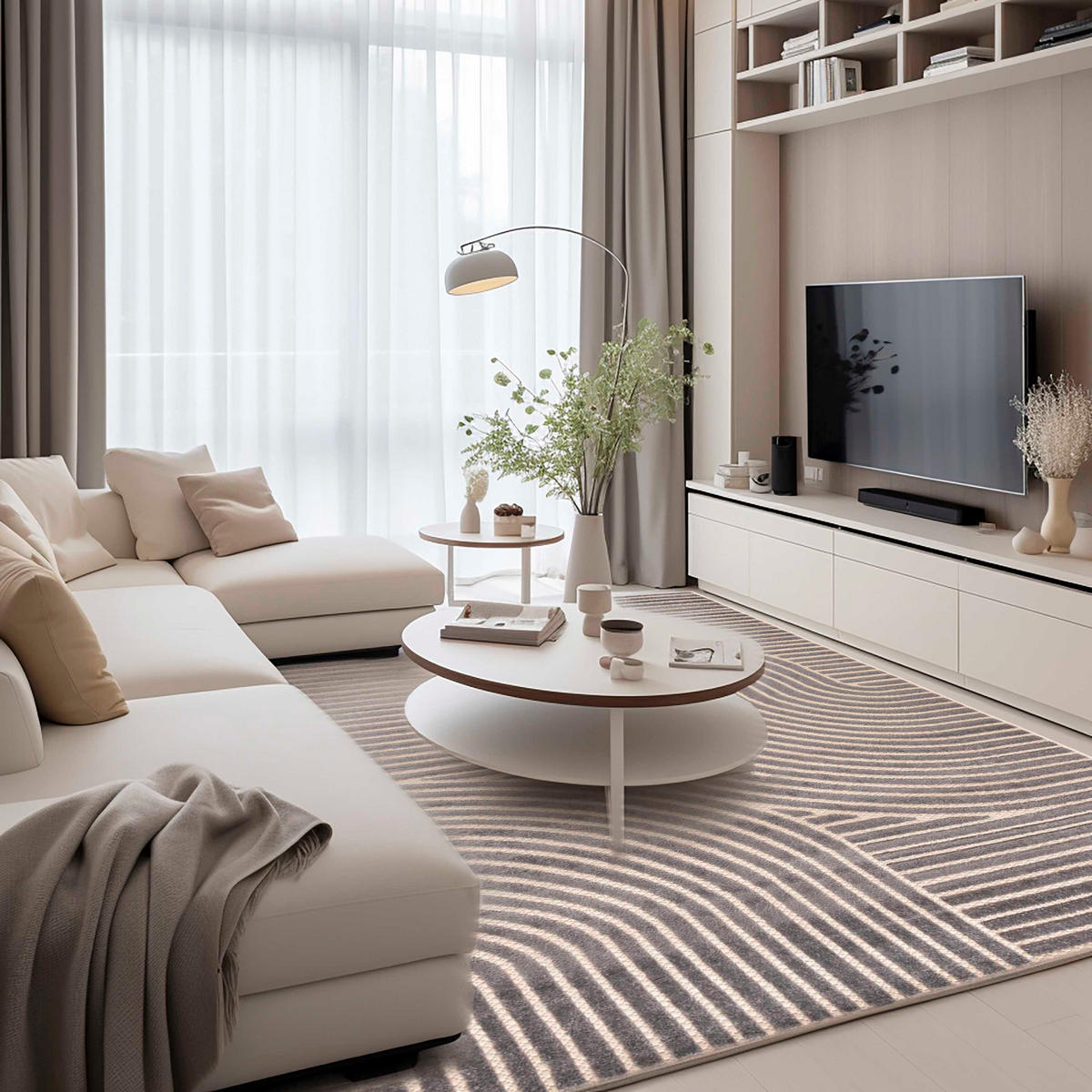 KOBEREC sivý geometrický - 200 x 300 cm - sivá/béžová, textil (200/300cm) - Mazovia