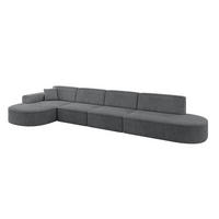 ECKSOFA Ottomane Links MARI-L3 - 402x163x73,5 cm Dunkelgrau Cord - Dunkelgrau/Schwarz, Holzwerkstoff/Kunststoff (165/406cm) - ALTDECOR