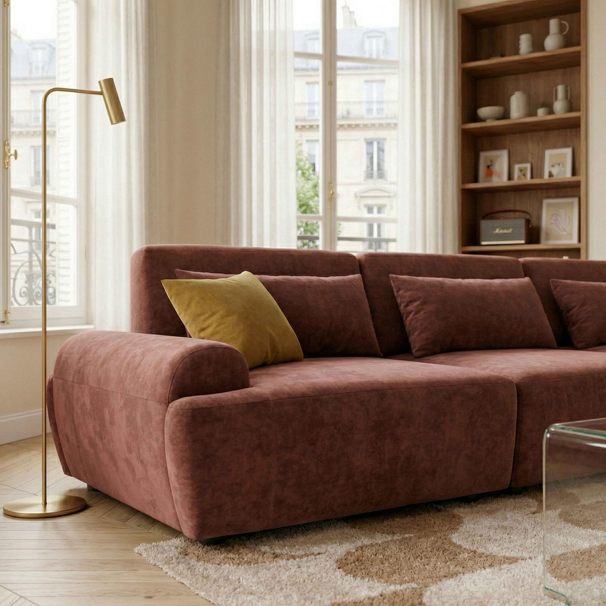 SOFA 3-Sitzer, Rot - Rot, Textil (303/82/109cm) - Oviala