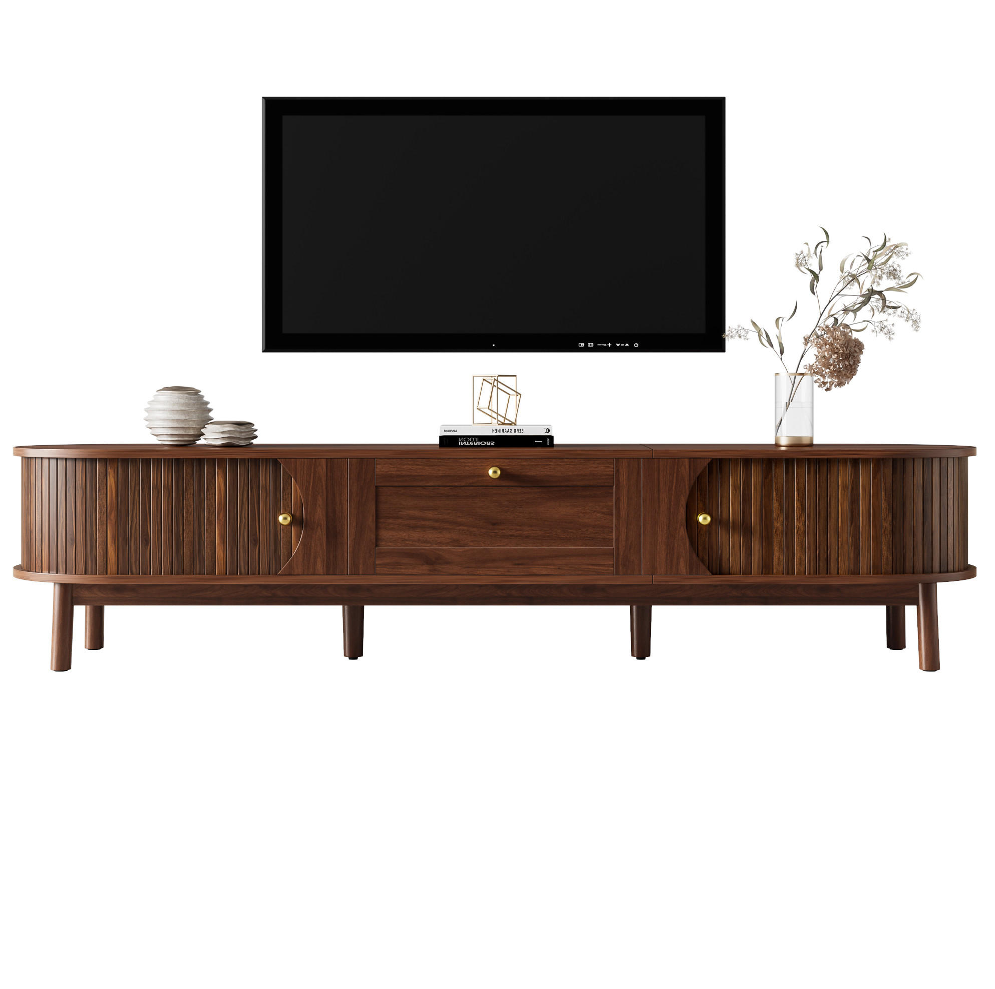 TV-SCHRANK mit Schublade und Schiebetüren 170 cm MDF Walnut - Braun, Holzwerkstoff (39.5/38/170cm) - Beauniv