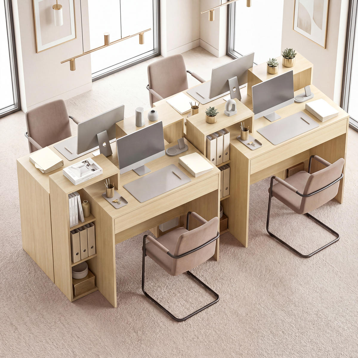 SCHREIBTISCH DE-14952 3 offene Regale & Schublade Naturholz - Naturfarben, Holzwerkstoff (100/40/90cm) - ComfortXL