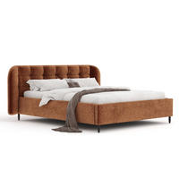 POLSTERBETT Nuno Dunkelorange 120/200 cm im Chenille-Stoff - Dunkelorange/Schwarz, Holz/Holzwerkstoff (120/200cm) - Maison de Reve