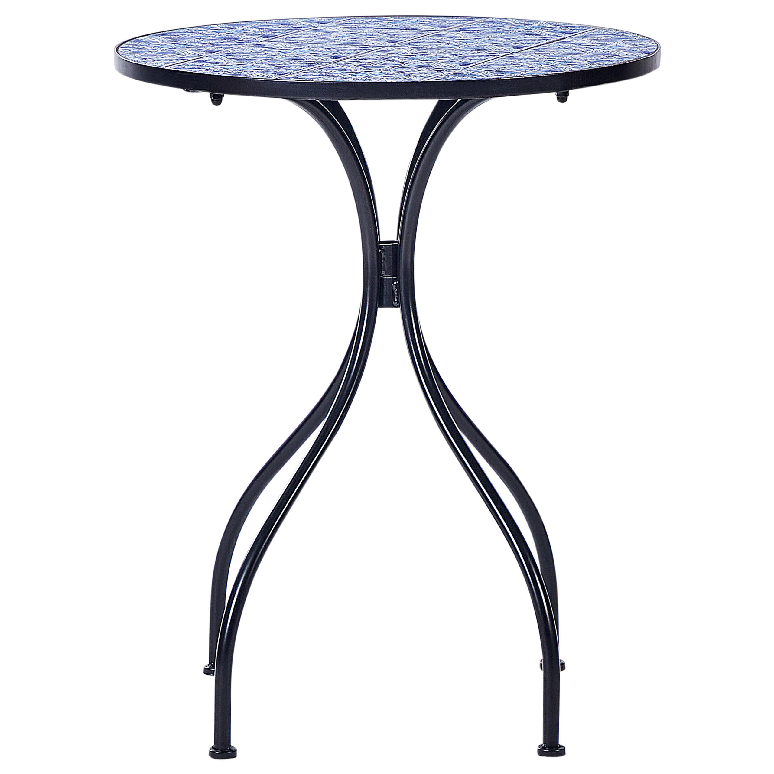 GARTENTISCH Keramik Schwarz Cigliano - Blau/Schwarz, Metall (75/60/60cm) - Beliani