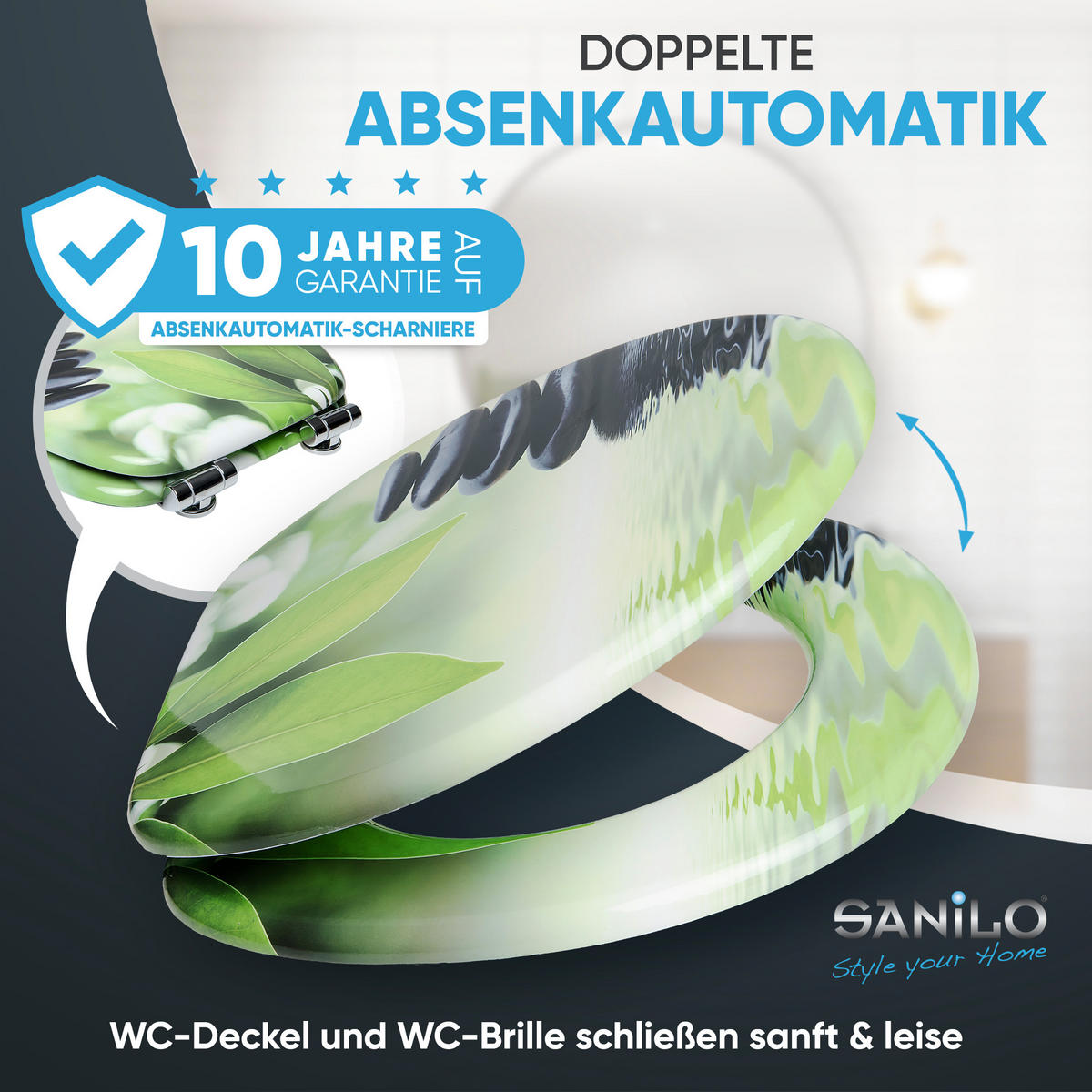 WC-SITZ mit Absenkautomatik Harmony - Grün, Holzwerkstoff (38/6/47cm) - Sanilo