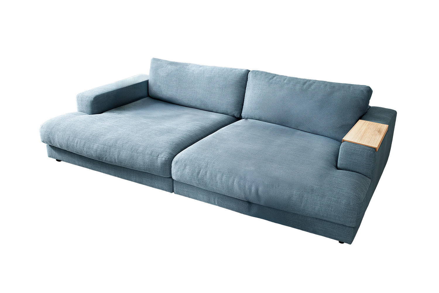 BIG SOFA MIT TABLETT MADELINE Petrol Webstoff - Petrol/Schwarz, Kunststoff/Textil (290/85/170cm) - KAWOLA