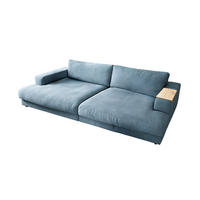 BIG SOFA MIT TABLETT MADELINE Petrol Webstoff - Petrol/Schwarz, Kunststoff/Textil (290/85/170cm) - KAWOLA