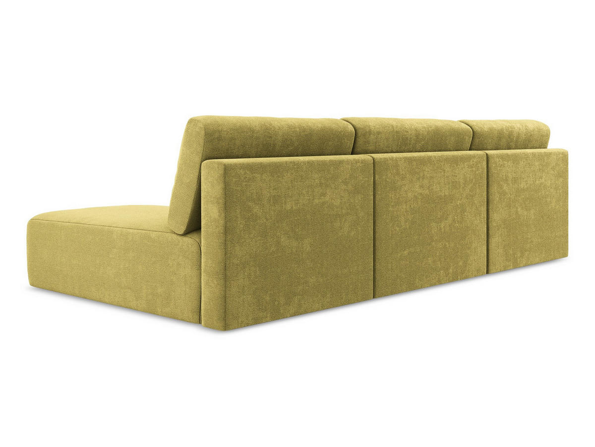 WOHNLANDSCHAFT Chenille Stoff Grün - Limette/Schwarz, Kunststoff/Textil (304/79/149cm) - Makamii