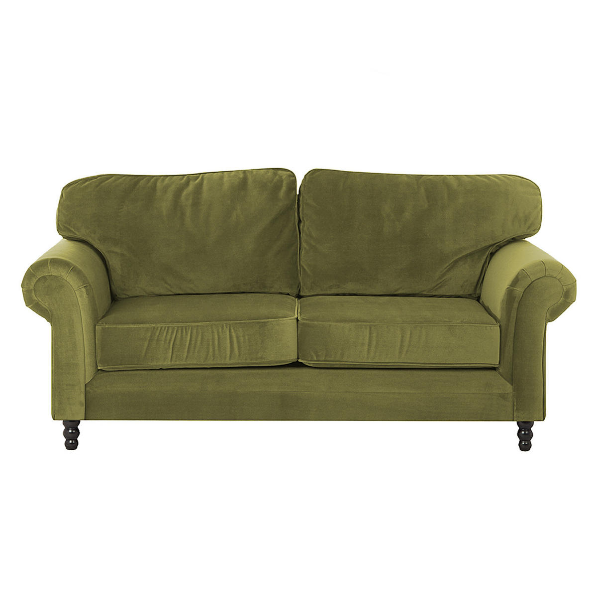 3-SITZER SOFA - Samt - Olivgrün, Textil (202/93/100cm) - home24