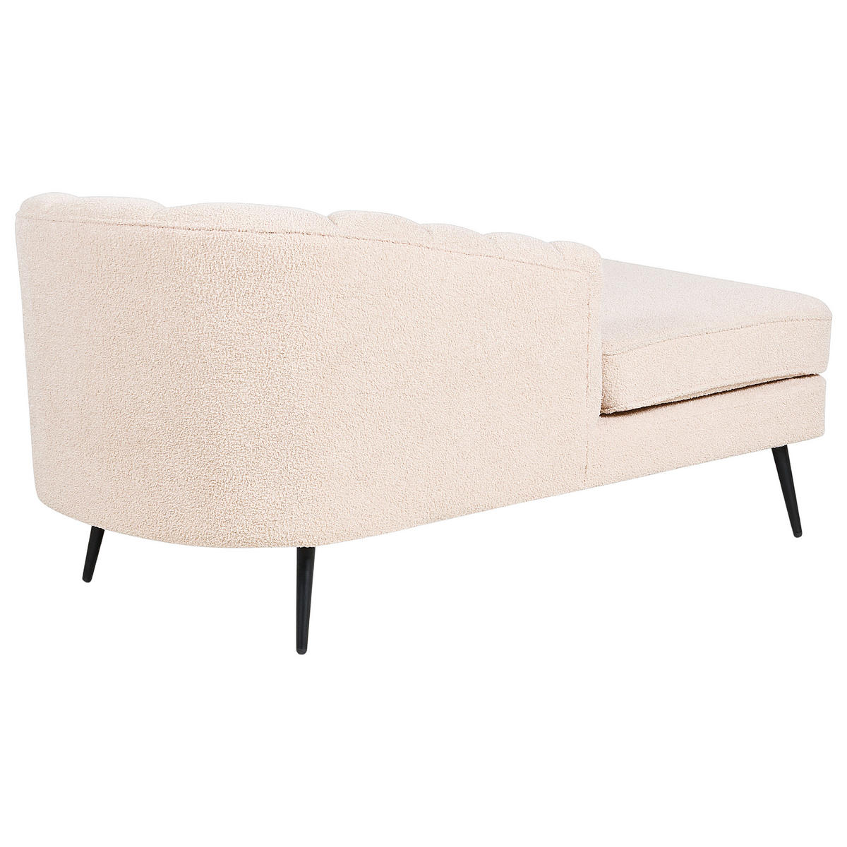 ČALOUNĚNÉ LEHÁTKO CHAISE LONGUE Bouclé světle béžové pravostranné Allier - černá/béžová, textil (150/75/76cm) - Beliani