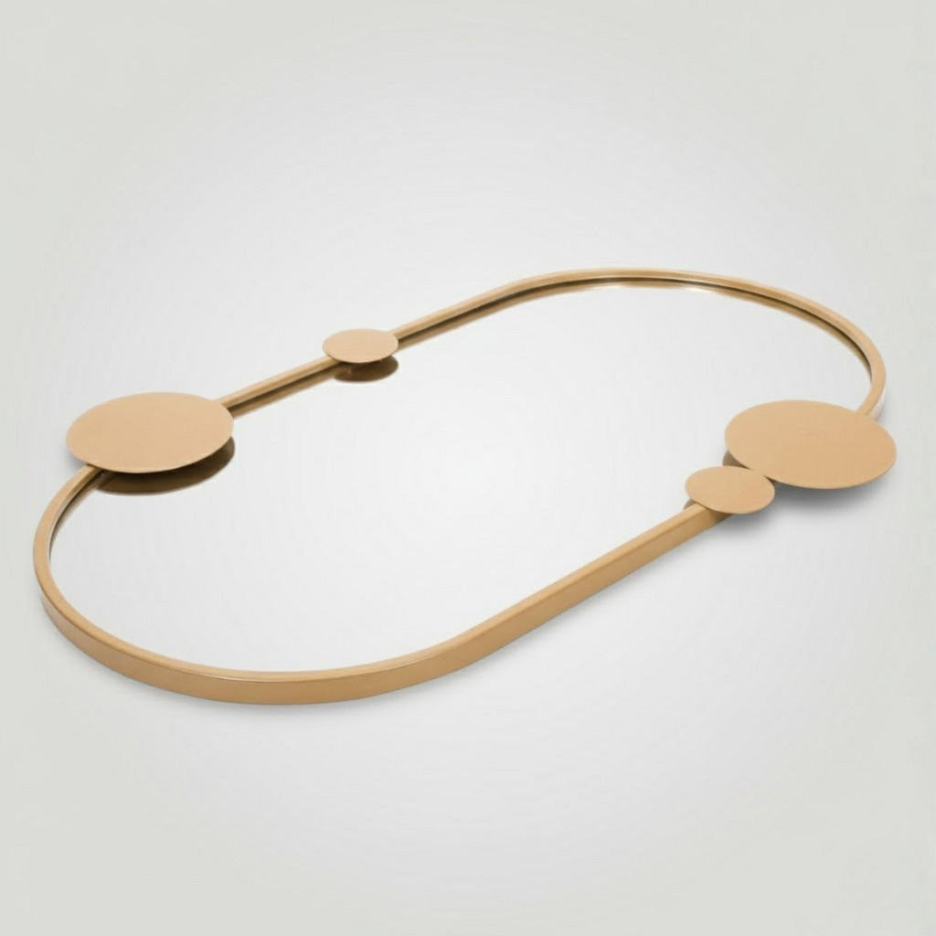 Thumbnail - Stilovo Wandspiegel, Gold, Metall, Glas, Abstrakt, Oval, 50x76x2 cm, Spiegel, Wandspiegel
