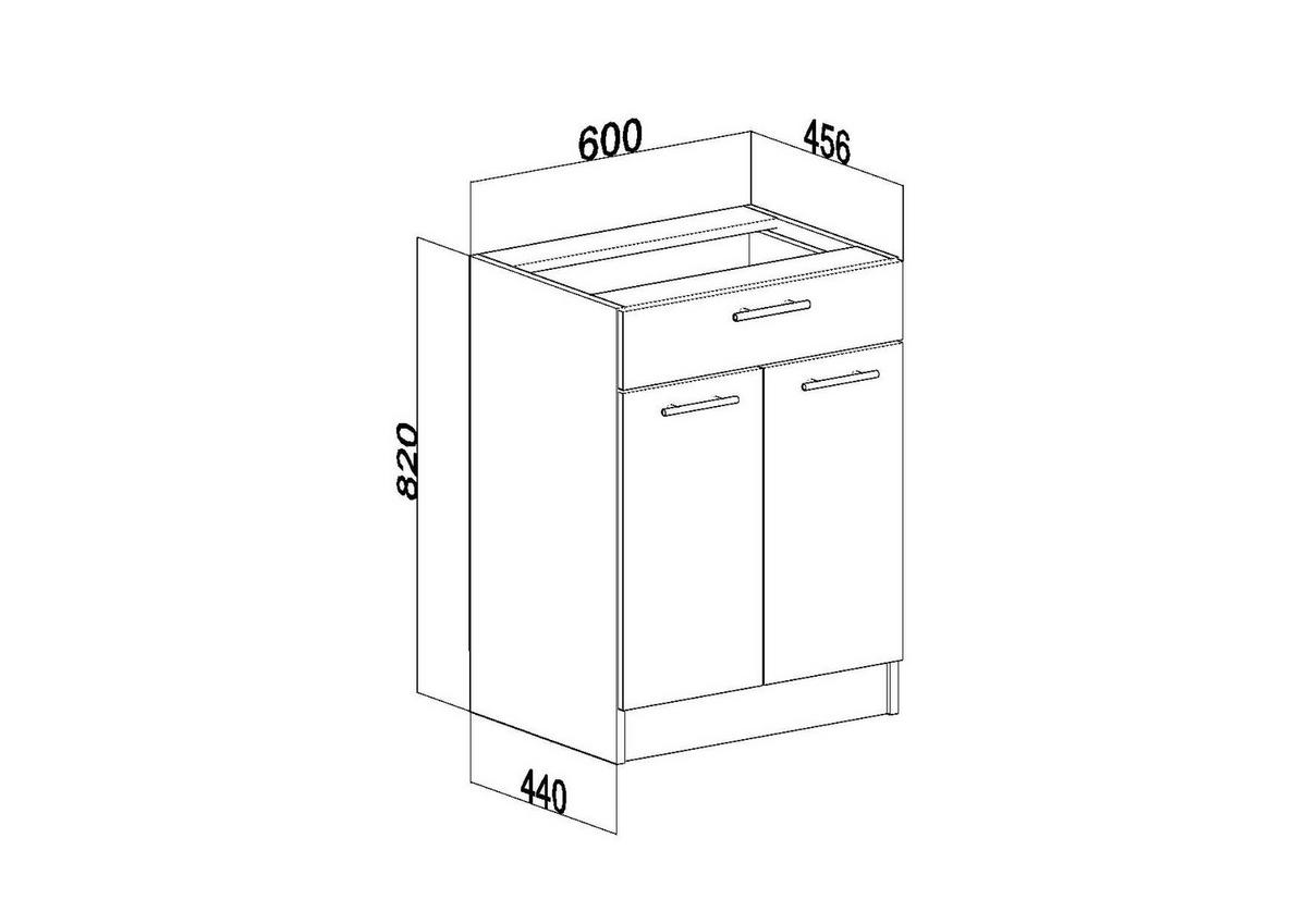 KÜCHENUNTERSCHRANK D60 2D 1SZ eiche artisan - Eiche Artisan, Holzwerkstoff (60/82/44cm) - roe furniture