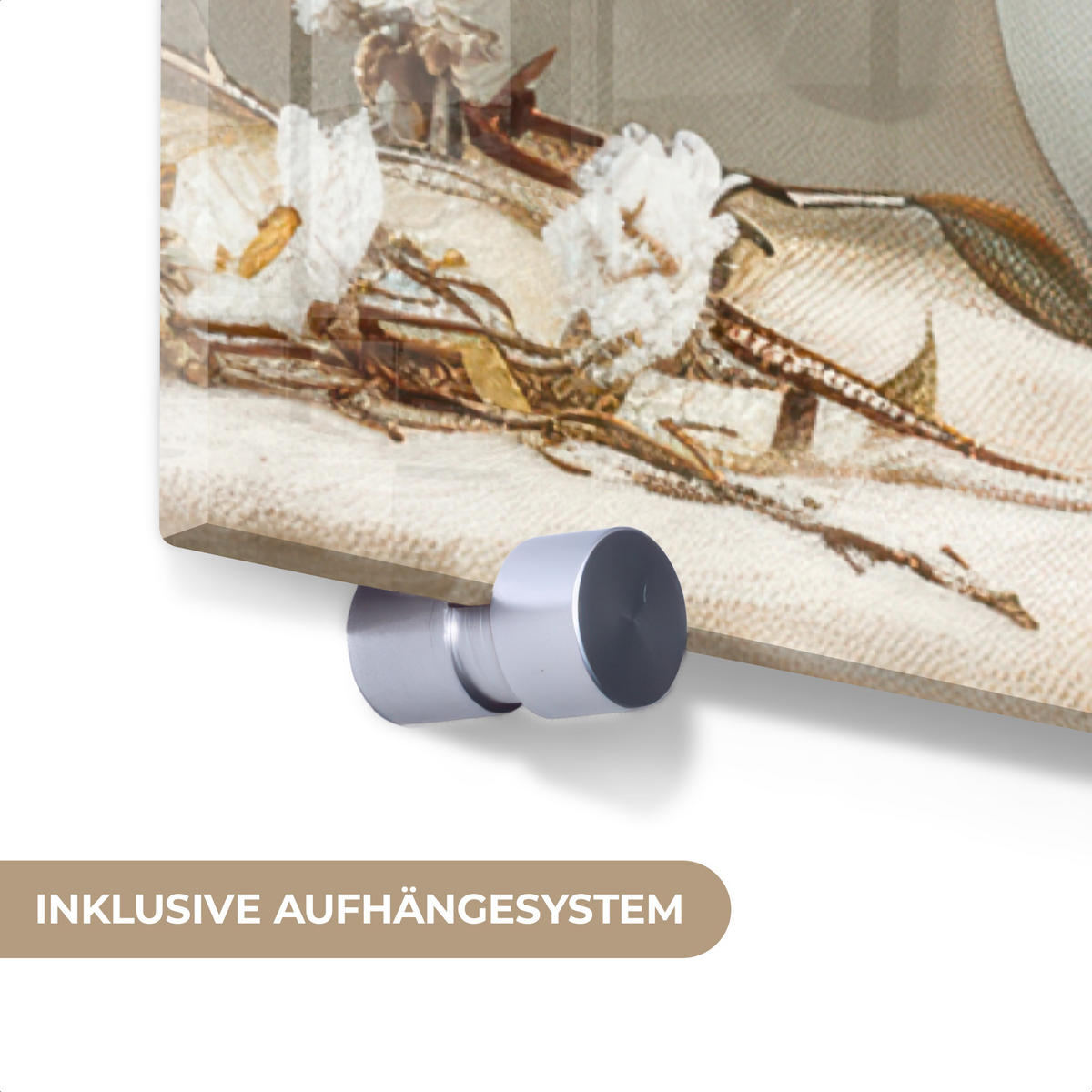 ACRYLGLASBILD Blumen - Vase - Stilleben - Beige 60x80 cm - Creme, Glas (60/80cm) - MuchoWow