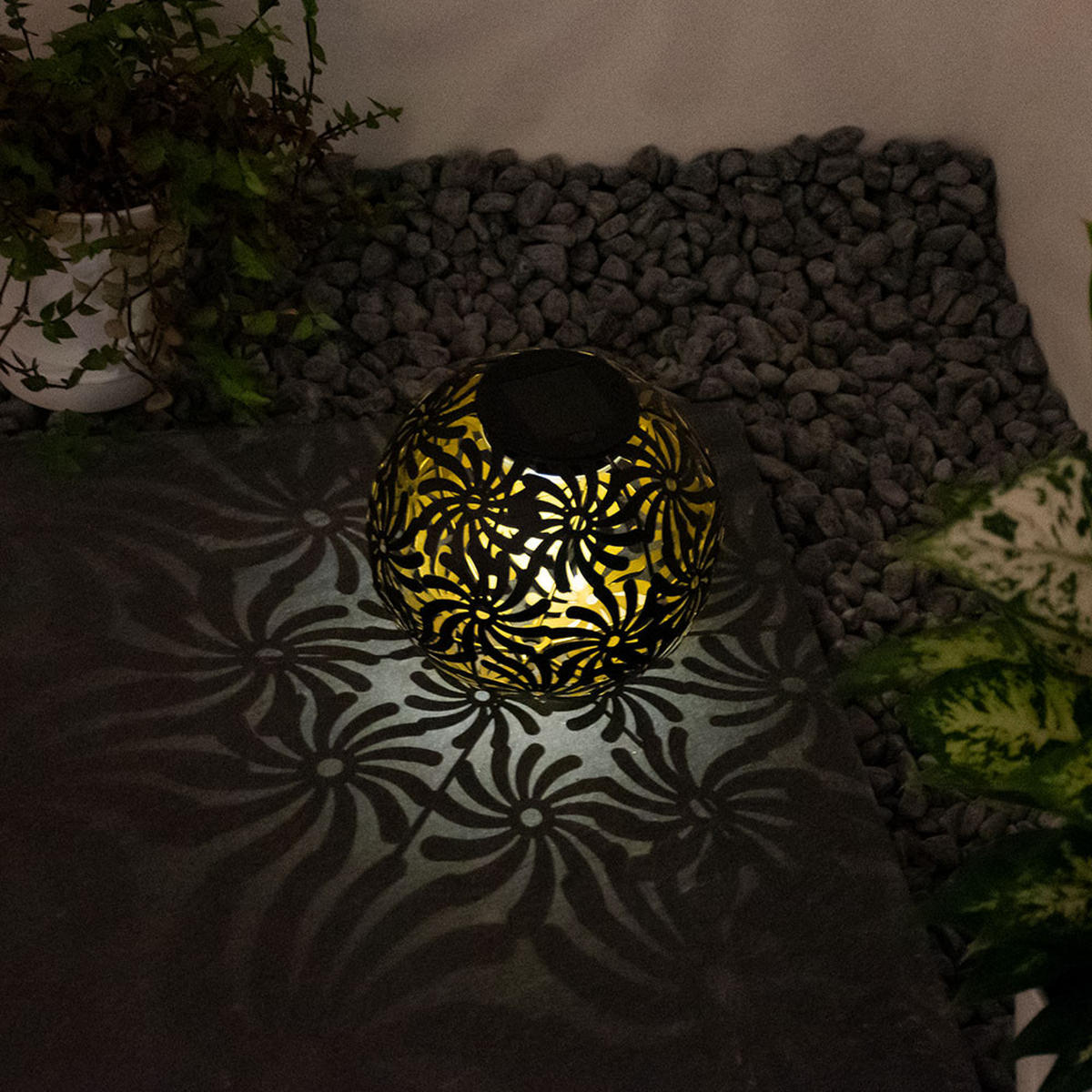 LED AUSSENLEUCHTE Geflechtkugel Schwarz Gold - Schwarz, Metall (18.5/18.5/54cm)