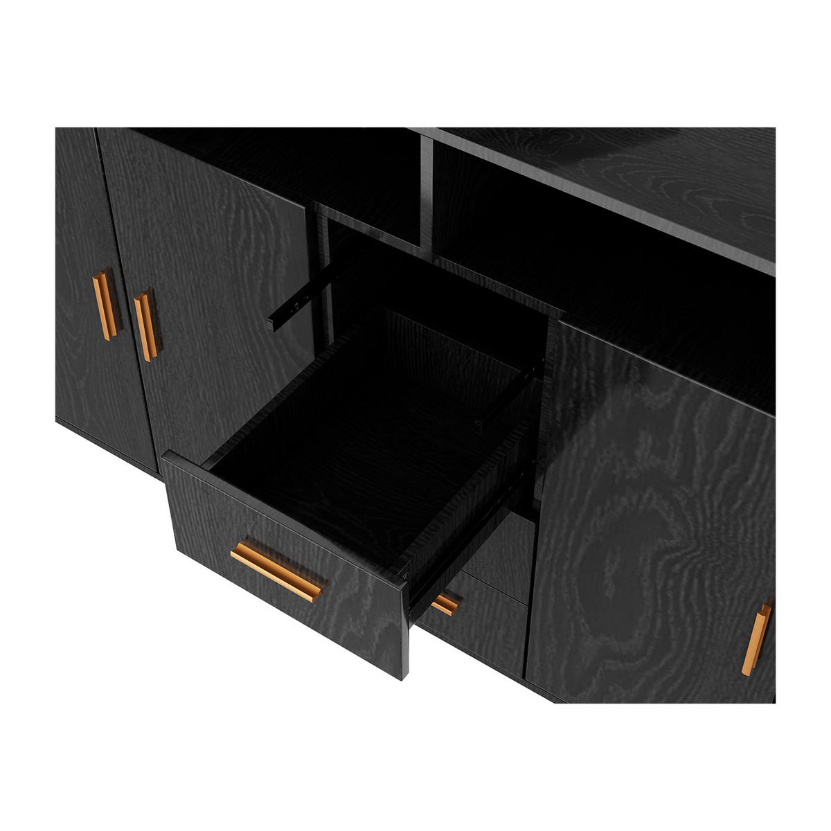 SIDEBOARD in 160/81/40cm - Schwarz, Holzwerkstoff/Metall (160/81/40cm) - HOMAVO