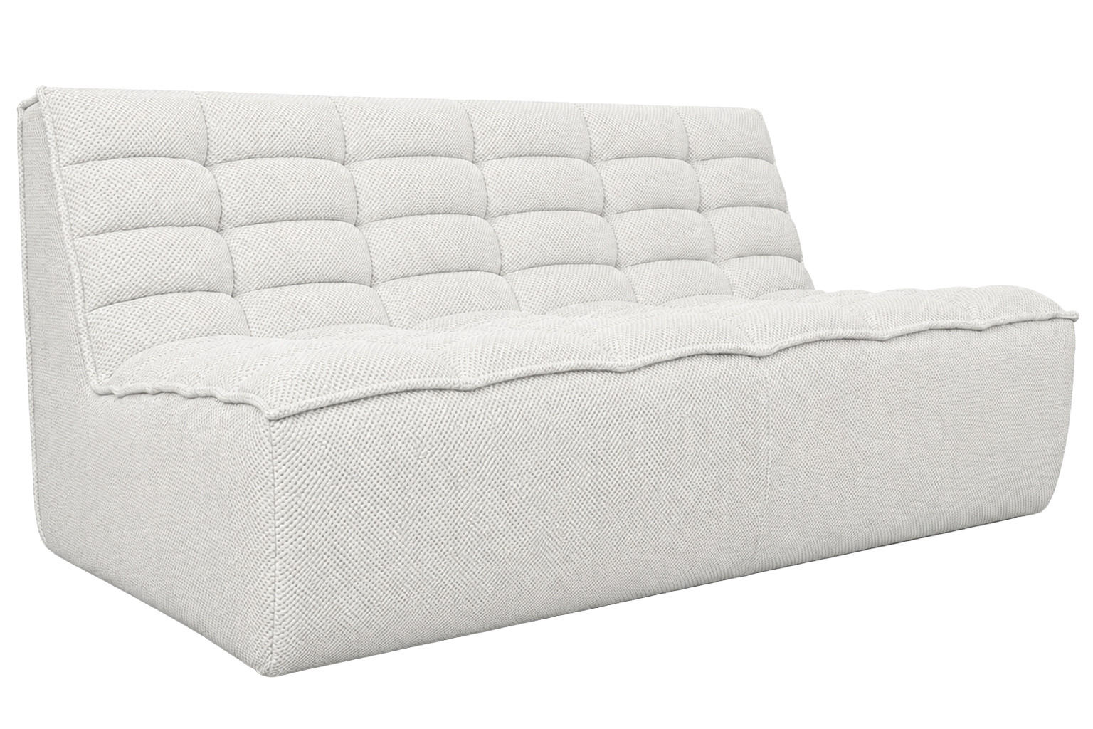 SOFA 2-Sitzer Modular, Plüschstoff Pop, Ice, LAZY - Weiß, Holz (160/76/93cm) - Kaiser Möbel